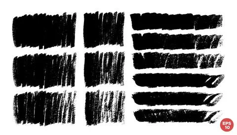 Vector set of hand drawn brush strokes, stains for backdrops. Monochrome desi Stock Illustration