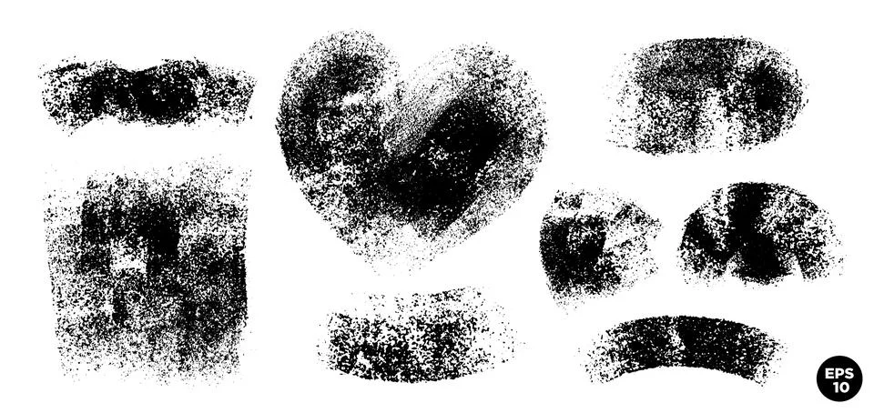 Vector set of hand drawn brush strokes, stains for backdrops. Monochrome desi Stock Illustration