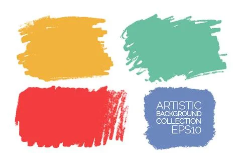 Vector set of hand drawn brush strokes, stains for backdrops. Colorful design Stock Illustration