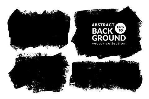 Vector set of hand drawn brush strokes, stains for backdrops. Monochrome desi Stock Illustration