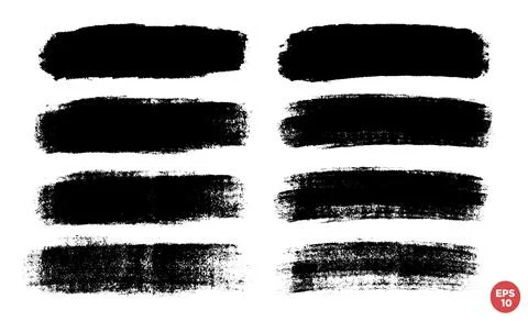 Vector set of hand drawn brush strokes, stains for backdrops. Monochrome de.. Stock Illustration