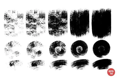 Vector set of hand drawn brush strokes, stains for backdrops. Design element  Stock Illustration