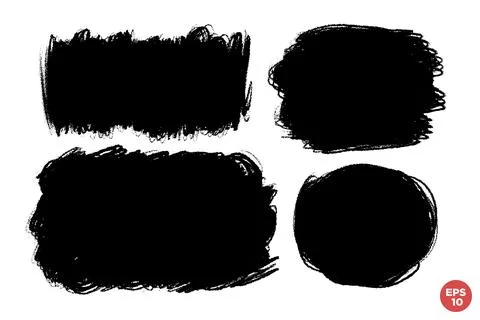 Vector set of hand drawn brush strokes, stains for backdrops. Monochrome desi Stock Illustration