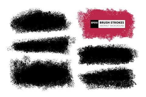 Vector set of hand drawn brush strokes, stains for backdrops. Monochrome desi Stock Illustration