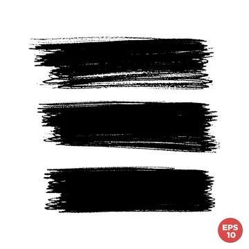 Vector set of hand drawn brush strokes, stains for backdrops. Monochrome desi Stock Illustration