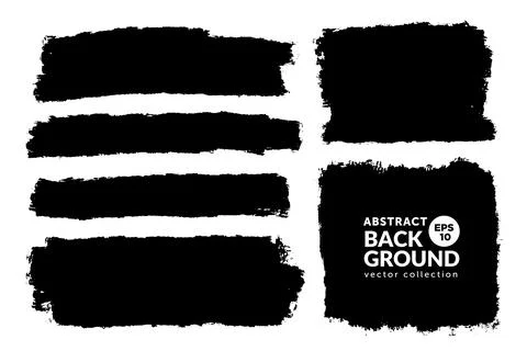Vector set of hand drawn brush strokes, stains for backdrops. Monochrome de.. Stock Illustration