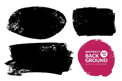 Vector set of hand drawn brush strokes, stains for backdrops. Monochrome de.. Stock Illustration