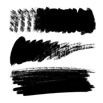 Vector set of hand drawn brush strokes, stains for backdrops. Monochrome desi Stock Illustration