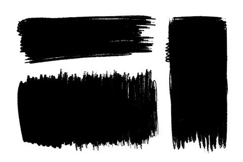 Vector set of hand drawn brush strokes, stains for backdrops. Monochrome de.. Stock Illustration