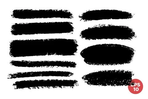 Vector set of hand drawn brush strokes, stains for backdrops. Monochrome desi Stock Illustration