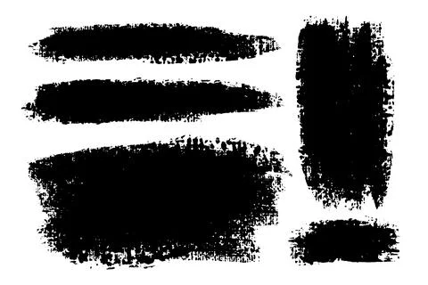 Vector set of hand drawn brush strokes, stains for backdrops. Monochrome de.. Stock Illustration