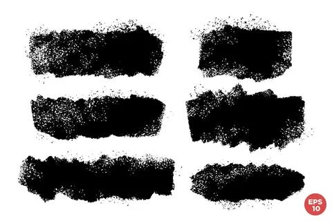 Vector set of hand drawn brush strokes, stains for backdrops. Monochrome de.. Stock Illustration