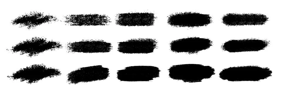 Vector set of hand drawn brush strokes, stains for backdrops. Monochrome de.. Stock Illustration