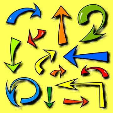 Vector set of hand drawn comics arrows Stock Illustration