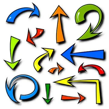Vector set of hand drawn comics arrows Stock Illustration