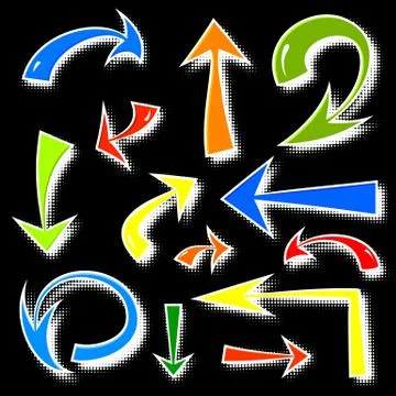 Vector set of hand drawn comics arrows Stock Illustration