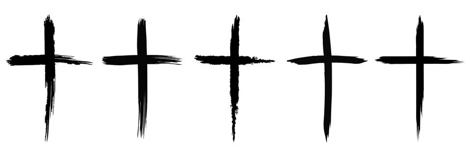 Vector set hand drawn cross vector cross the cross is made with a brush Stock Illustration
