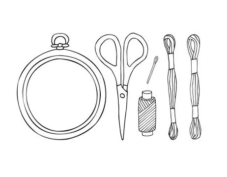 Vector set of hand drawn doodle sketch embroidery Stock Illustration