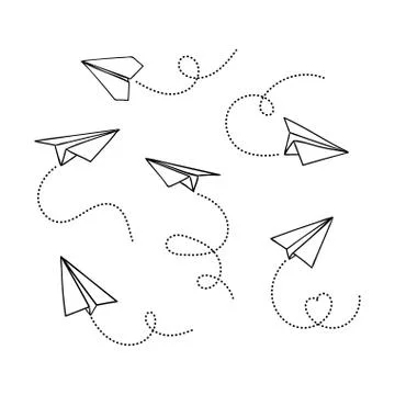 Vector set of hand drawn doodle paper airplane Stock Illustration