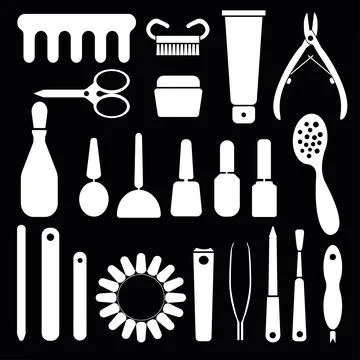 Vector set with hand drawn elements for nail salon. Stock-Illustration