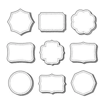 Vector set of hand drawn frames. Stock Illustration