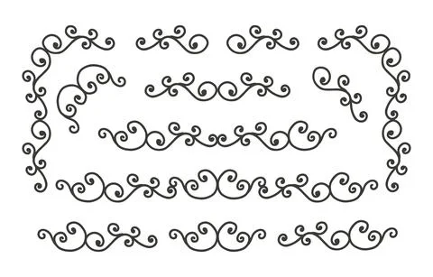 Vector set of hand drawn graphic elements, dividers and ornaments for page de 스톡 일러스트
