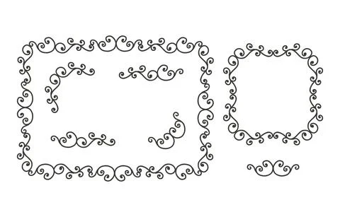 Vector set of hand drawn graphic elements, dividers and ornaments for page de 스톡 일러스트