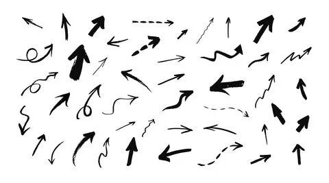 Vector set of hand drawn grunge arrows Stock Illustration