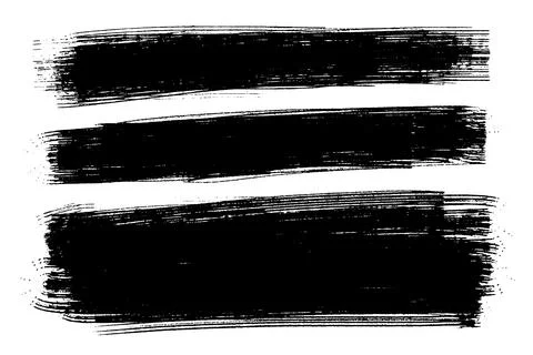 Vector set of hand drawn horizontal brush strokes, stains for backdrops. Blac Stock Illustration