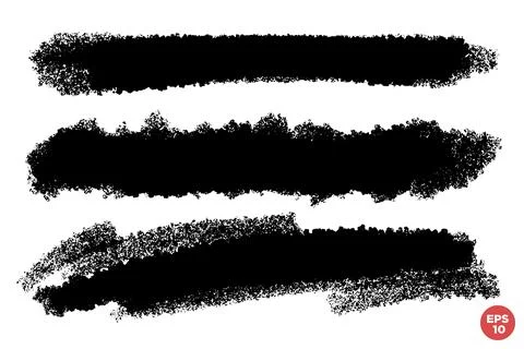 Vector set of hand drawn long brush strokes, stains for backdrops. Monochro.. Stock Illustration