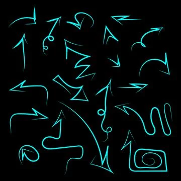 Vector A set of hand-drawn pointer arrows Illustrazione stock