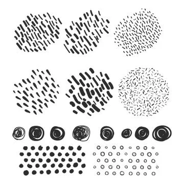 Vector set hand drawn scribbles with brush strokes Stock Illustration