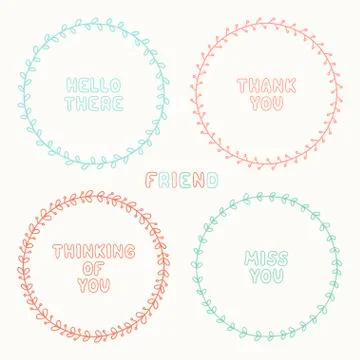Vector set of hand drawn style badges and elements. Doodle frames. Beautiful 스톡 일러스트