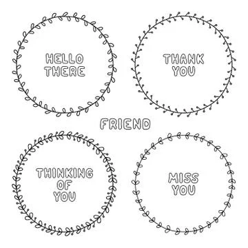 Vector set of hand drawn style badges and elements. Doodle frames. Beautiful Illustrazione stock