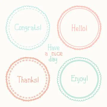 Vector set of hand drawn style badges and elements. Doodle frames. Beautiful Stock Illustration