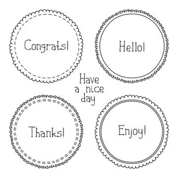 Vector set of hand drawn style badges and elements. Doodle frames. Beautiful Stock Illustration