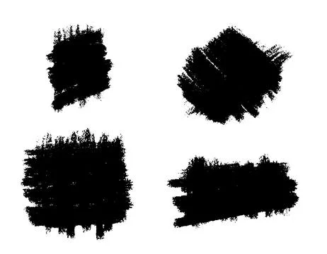 Vector set of hand drawn texture strokes, spots painted with a brush for ba.. Stock Illustration