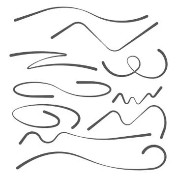 Vector set of hand drawn underline. Felt tip brush line. Collection of hand d Illustrazione stock