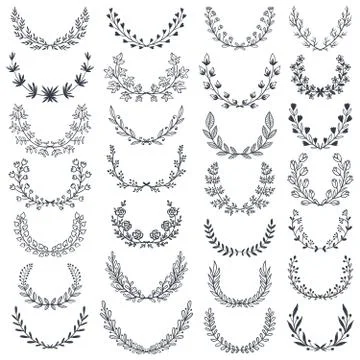 Vector set of hand drawn vector circular decorative elements for your design Stock Illustration