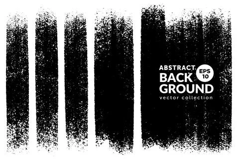 Vector set of hand drawn vertical brush strokes, stains for backdrops. Blac.. Stock Illustration