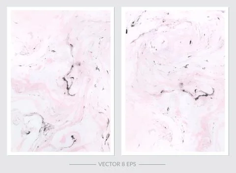 Vector. Set of hand drawn watercolor marble textures. Stock Illustration