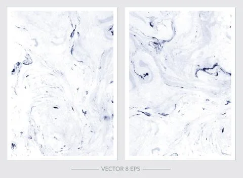Vector. Set of hand drawn watercolor marble textures. Stock Illustration