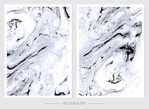 Vector. Set of hand drawn watercolor marble textures. Stock Illustration