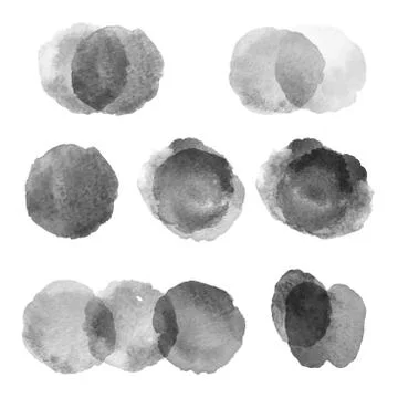 Vector. Set of hand drawn watercolor blots. Stock Illustration