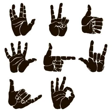 Vector set of hand gesture Stock Illustration