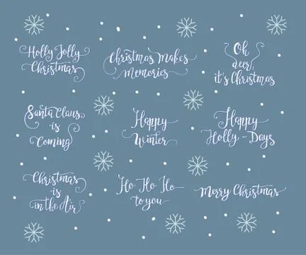 Vector set of handdrawn Christmas lettering Stock Illustration