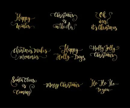 Vector set of handdrawn Christmas lettering Stock Illustration