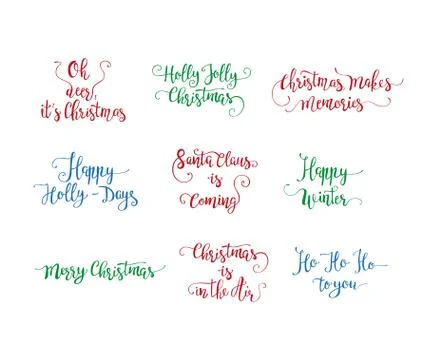 Vector set of handdrawn Christmas lettering Stock Illustration