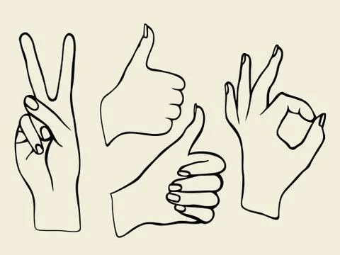 Vector set of hands. Illustrazione stock