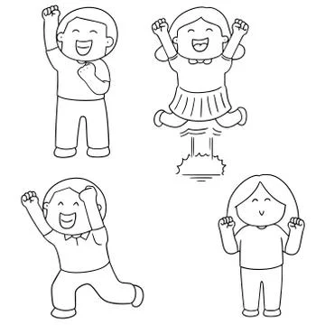 Vector set of happy people Stock Illustration